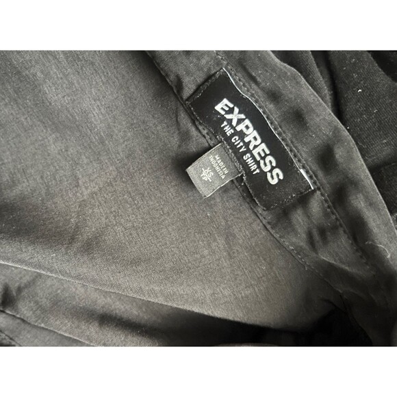 EXPRESS The City Shirt Black Button Up Shirt Womens XS Roll Tab Sleeves - Picture 6 of 7